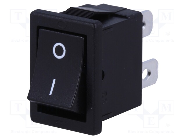 ROCKER; SPST; Pos: 2; 6A/250VAC; black; 20mΩ; Body: black; -10÷70°C
