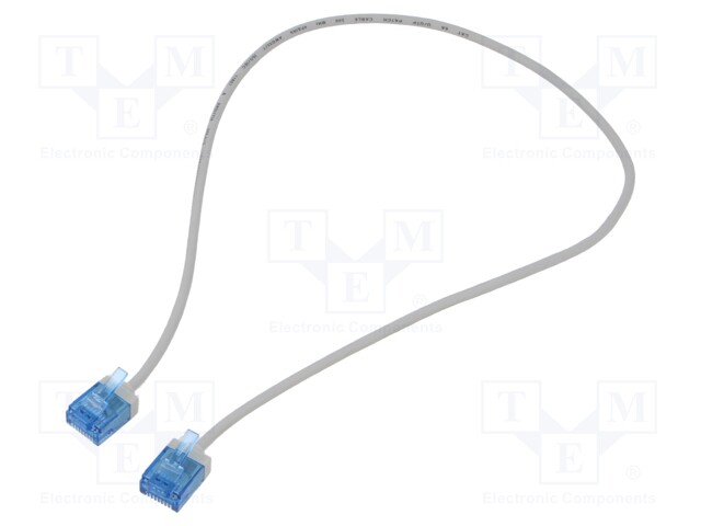 Patch cord; U/UTP; 6a; stranded; Cu; LSZH; grey; 0.5m; 32AWG