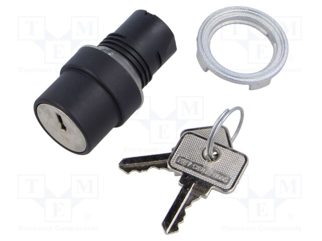 Switch: rotary with key; 22mm; Stabl.pos: 3; none; IP65; prominent