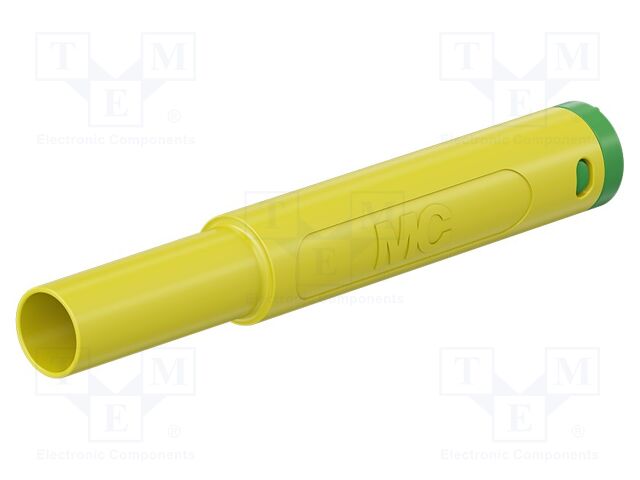 Connector: 4mm banana; plug; 32A; 1kV; yellow-green; insulated