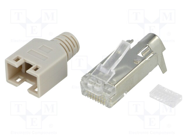 Plug; RJ45; PIN: 8; shielded,with strain relief; gold flash