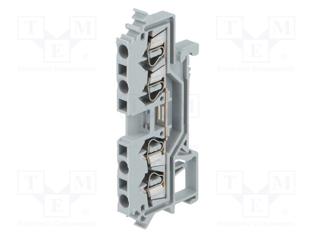Splice terminal: rail; 2.5mm2; ways: 1; terminals: 4; grey; TS35