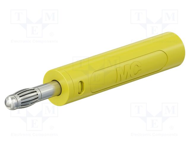 Connector: 4mm banana; plug; 32A; 30VAC; 60VDC; yellow; 2.5mm2