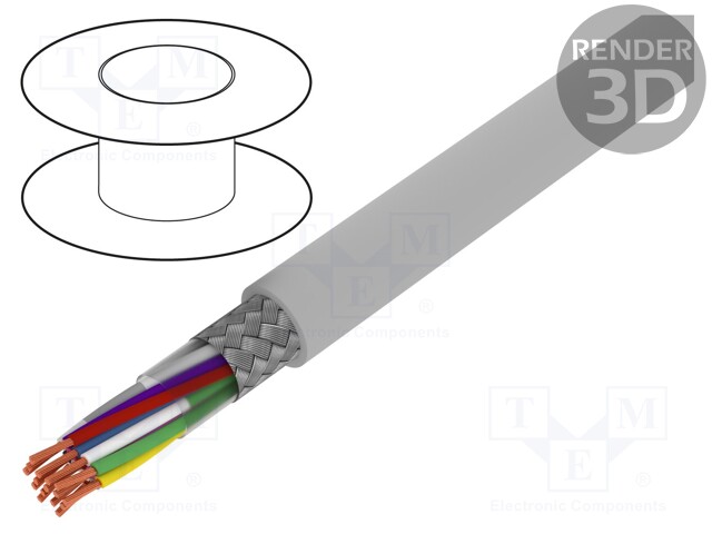 Wire; Li2YCY-TP; 8x2x0,5mm2; tinned copper braid; PVC; grey; 50V