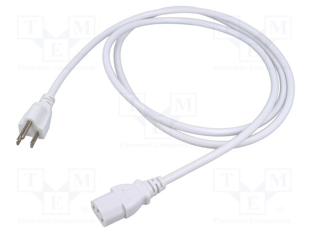 Cable; 3x0.75mm2; IEC C13 female,NEMA 5-15 (B) plug; PVC; 1.8m