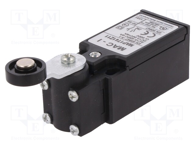 Limit switch; lever R 35,5mm, plastic roller Ø18mm; NO + NC