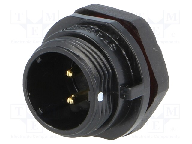 Socket; male; SP13; PIN: 2; IP68; 13A; soldering; for panel mounting
