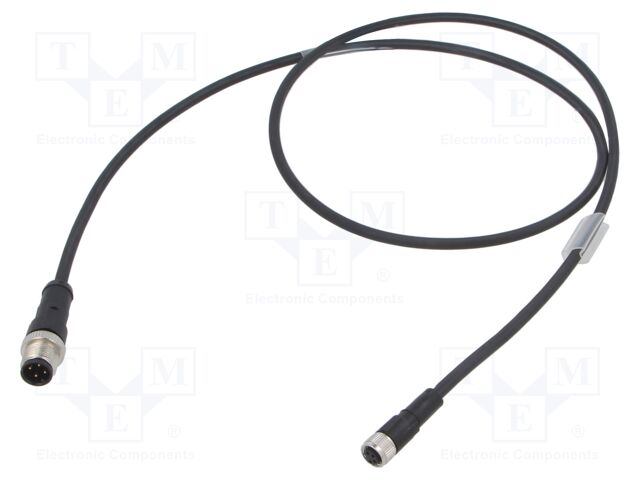 Connection lead; M12,M8; PIN: 4; 1m; plug; 30VAC; 3A; -25÷80°C; 30VDC