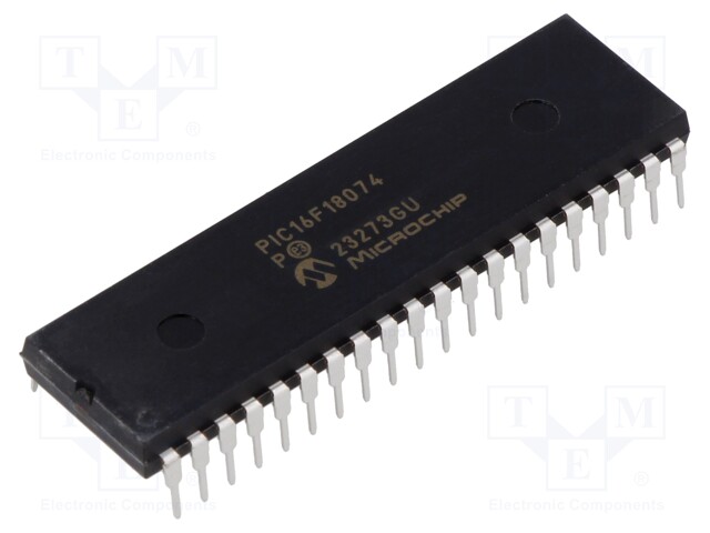 IC: PIC microcontroller; Memory: 7kB; SRAM: 512B; EEPROM: 128B; THT