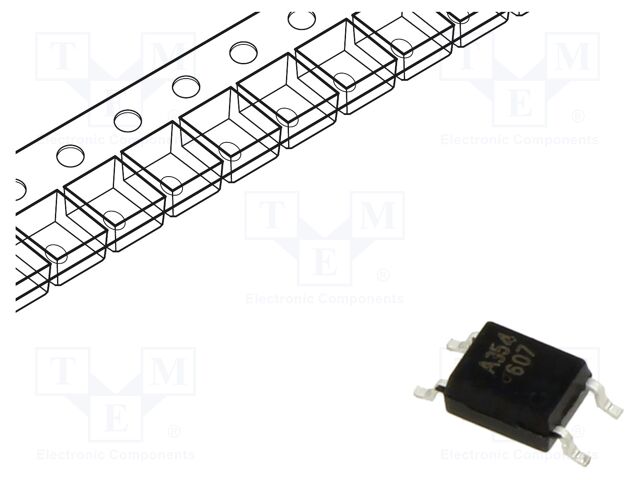 Optocoupler, Transistor Output, 1 Channel, SOIC, 4 Pins, 50 mA, 3.75 kV, 20 %