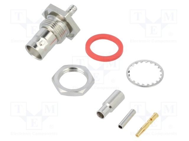 Socket; BNC; female; straight; 50Ω; RG179,RG188,RG316; crimped