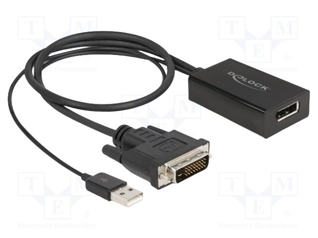 Adapter; DisplayPort socket,DVI-D (24+1) plug,USB A plug; 0.5m