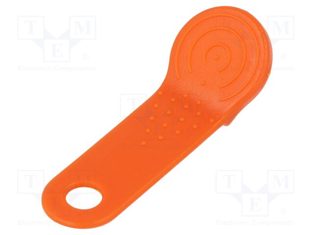 Pellet memory holder in a keychain; orange