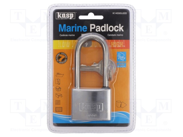 Padlock; Width: 50mm; stainless steel; gates,garages,cabinets