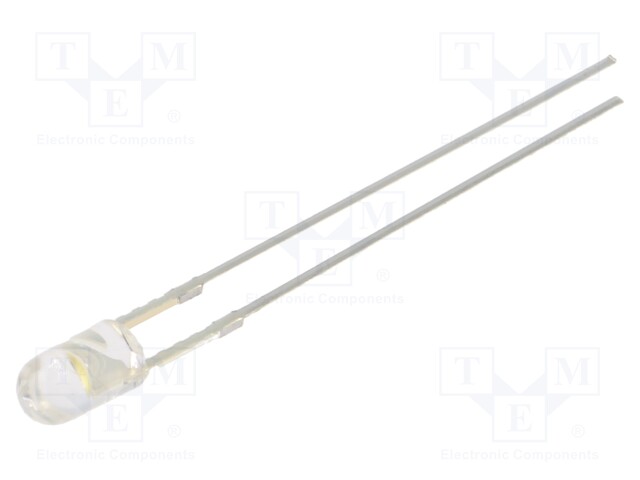 LED; 3mm; white warm; 18000÷22000mcd; 30°; Front: convex; 2.9÷3.4V