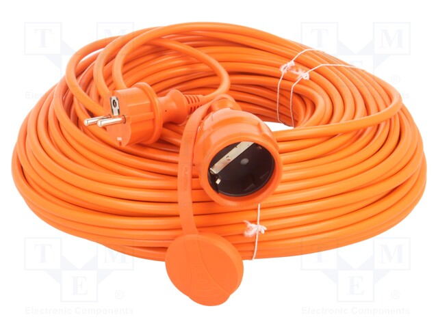 Extension lead; Sockets: 1; PVC; orange; 3x1,5mm2; 50m; 16A
