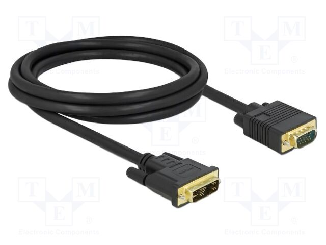 Cable; DVI-A (12+5) plug,VGA male; single link; Len: 2m; black