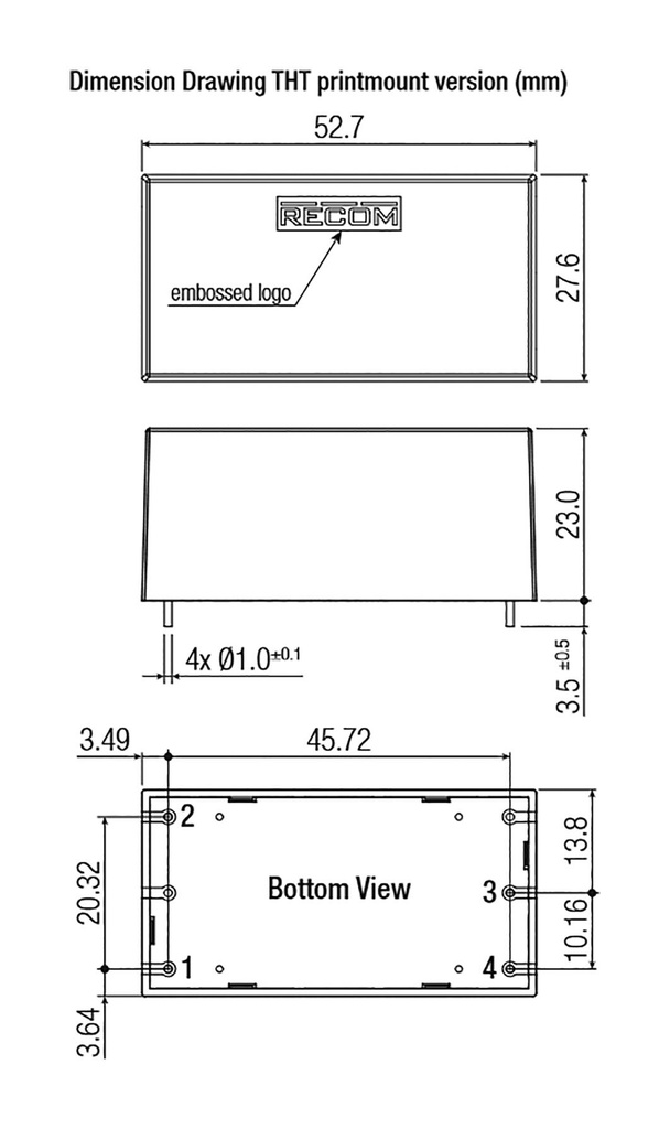 Converter: AC/DC; 12W; 85÷305VAC; Uout: 3.3VDC; Iout: 3.64A; 78%