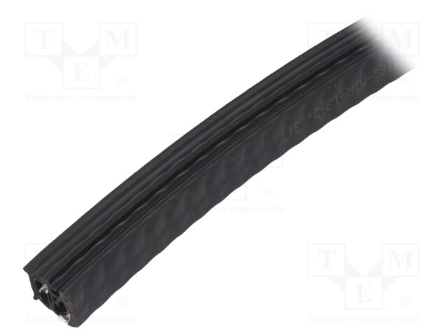 Hole and edge shield; NBR; L: 20m; black; H: 13mm; W: 11mm; -30÷100°C