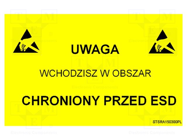 Information board; ESD,self-adhesive; 300x150mm; black,yellow