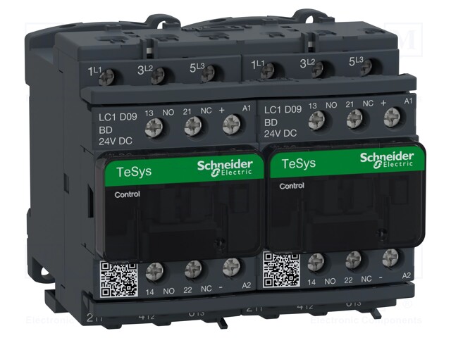 Contactor, 9 A, DIN Rail, Panel, 690 VAC, 3PST-NO, 3 Pole, 5.5 kW