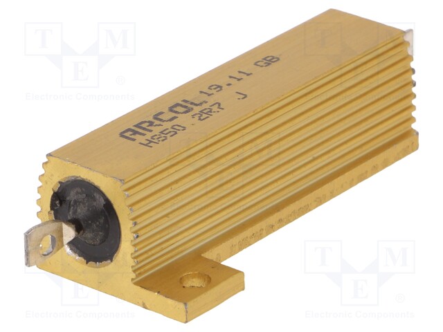 Resistor: wire-wound; with heatsink; screw; 2.7Ω; 50W; ±5%