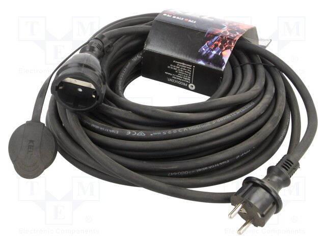 Extension lead; Sockets: 1; rubber; red; 3x2,5mm2; 20m; 16A