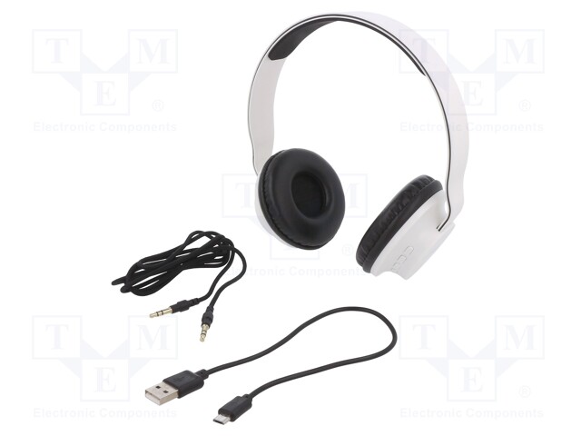 Bluetooth headphones with microphone; white; 0.02÷22kHz; 32Ω