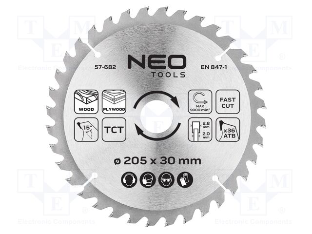 Circular saw; Ø: 205mm; Teeth: 36; cemented carbide; Øhole: 30mm
