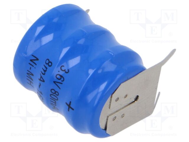 Re-battery: Ni-MH; 3.6V; 80mAh; 3pin; Ø15.5x19.3mm; Temp: -20÷65°C