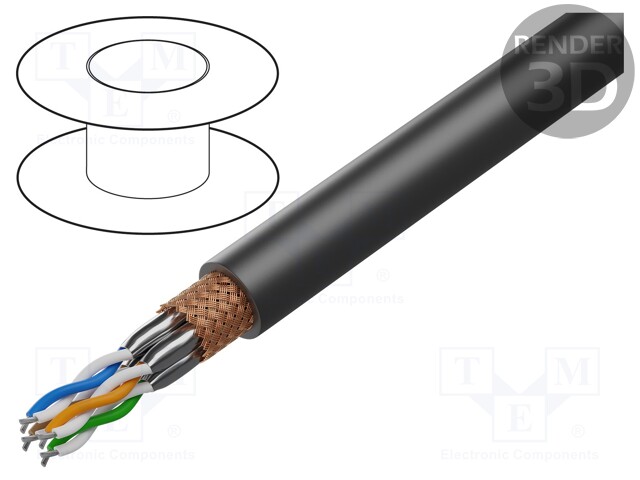 Wire; S/FTP,ETHERLINE® TRAIN; 6a; stranded; Cu; 4x2x24AWG; black