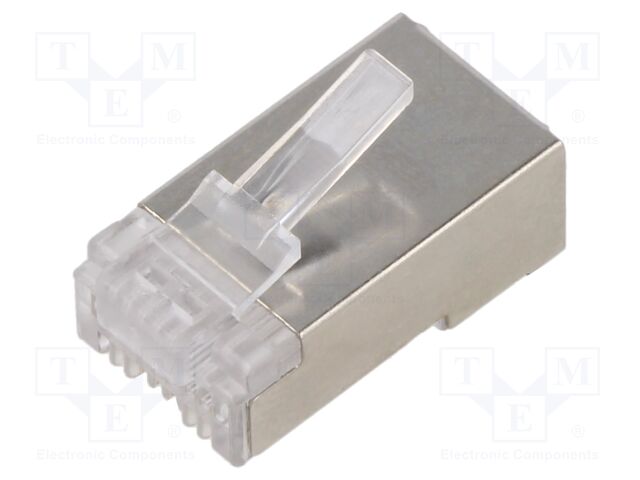 Plug; RJ45; PIN: 8; Cat: 5e; shielded,pass through; Layout: 8p8c