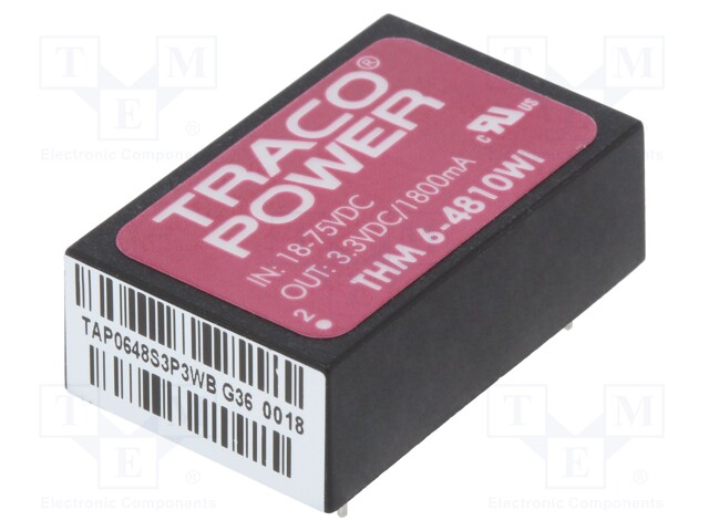 Converter: DC/DC; 6W; Uin: 18÷75V; 3.3VDC; Iout: 1800mA; DIP24; 14g
