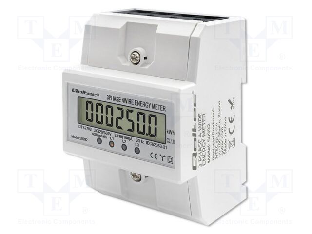 Counter; digital,mounting; for DIN rail mounting; three-phase