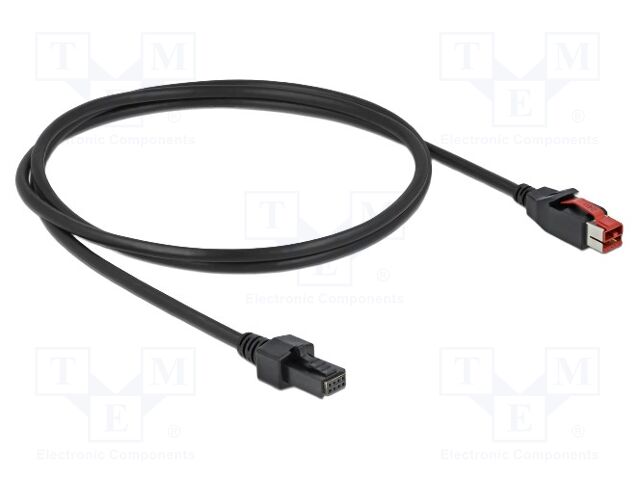 Cable; 2x4pin plug,PoweredUSB plug; 1m; black; 20AWG,26AWG; 24V