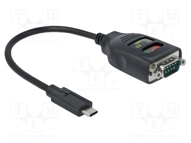 USB to RS232 converter; D-Sub 9pin plug,USB C plug; 0.15m