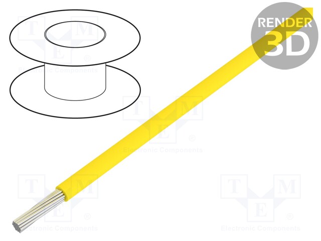 Wire; UL1180; stranded; Cu; 0.35mm2; 22AWG; yellow; teflon