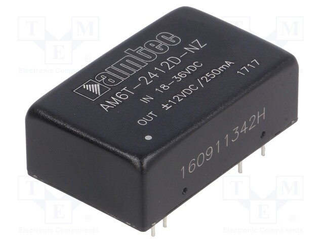 Converter: DC/DC; 6W; Uin: 18÷36V; Uout: 12VDC; Uout2: -12VDC; DIP24