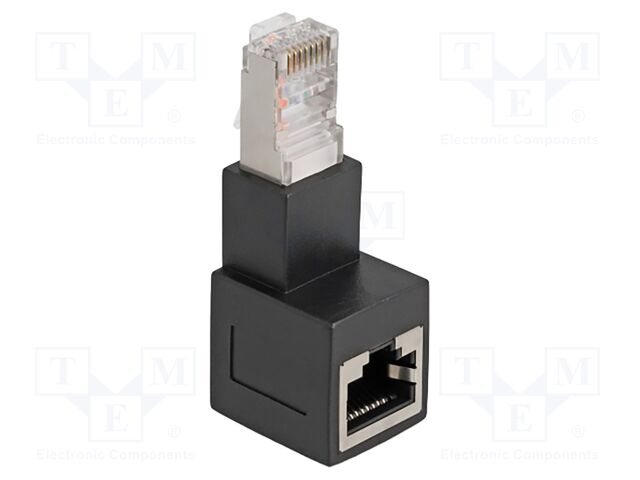 Cat: 6a; RJ45 socket,RJ45 down angled plug; Plating: gold-plated