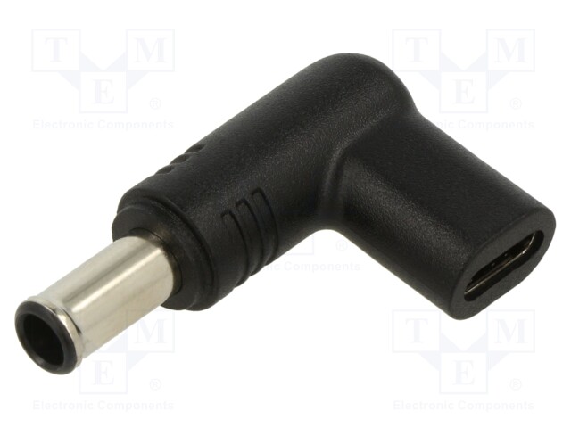 USB C socket,DC 6,5/4,4 plug; Transition: adapter; black; 100W