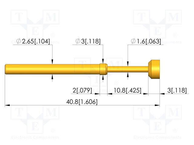 Test needle; Spring compression: 9.6mm; 10.8mm; 5A; steel; Ø: 5mm