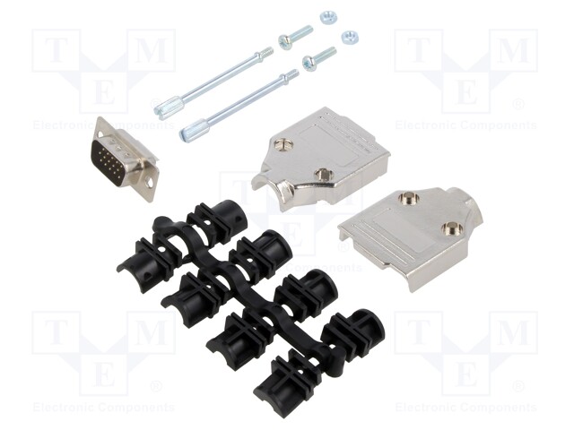 D-Sub HD; PIN: 15; plug; male; for cable; straight; soldering