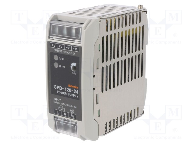 Power supply: switched-mode; for DIN rail; 120W; 24VDC; 5A; IP20