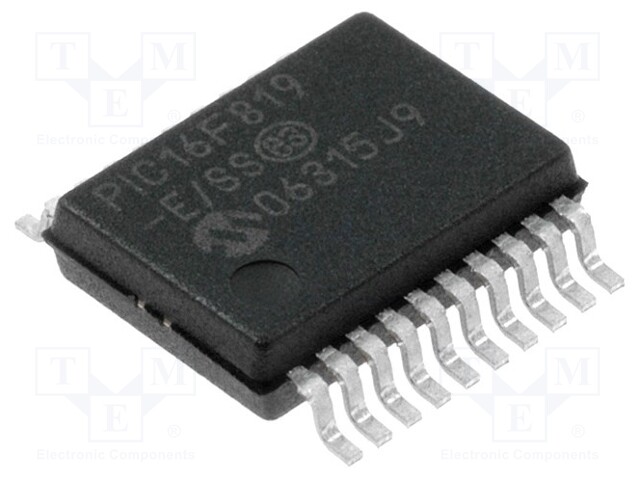 PIC microcontroller; Memory: 3.5kB; SRAM: 256B; EEPROM: 256B; SMD