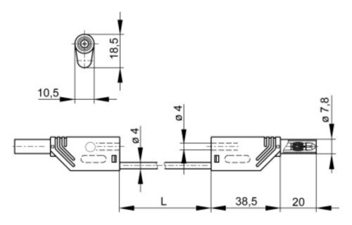 Test lead; 16A; banana plug with axial socket 4mm,both sides