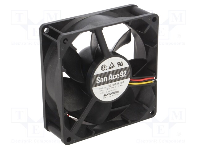 Fan: DC; axial; 12VDC; 92x92x32mm; 150m3/h; 44dBA; ball bearing