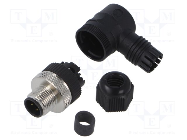 Connector: M12; plug; male; angled; PIN: 3; 0.75mm2; 125V; 4A; 3÷6.5mm