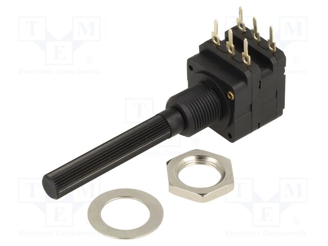 Potentiometer: shaft; single turn; 10kΩ; 200mW; THT; 6mm; plastic