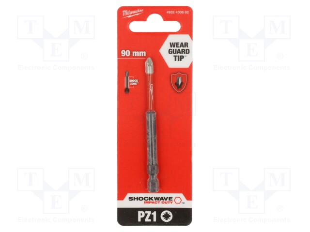 Screwdriver bit; Pozidriv®; PZ1; Overall len: 90mm; Kind: impact