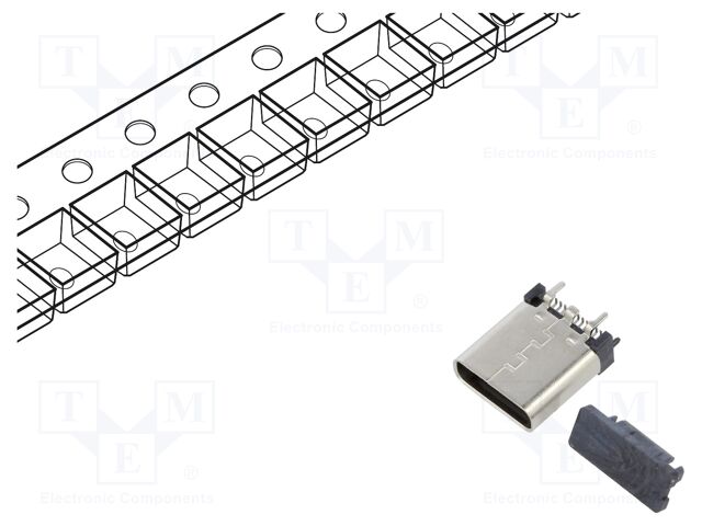 Connector: USB C; socket; SMT; PIN: 24; vertical; top board mount